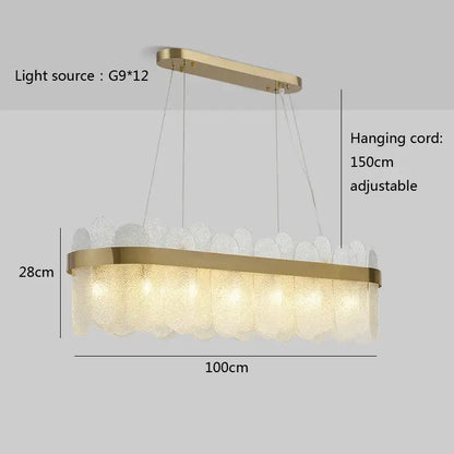 Modern gold and blue glass chandelier dining room lighting solution