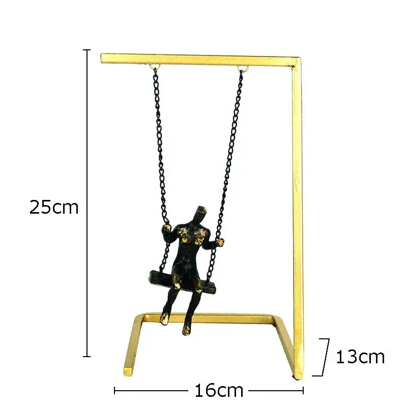 Modern gold and bronze swing metal sculpture living room decor