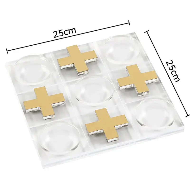 Modern gold and clear acrylic tic-tac-toe chessboard set living room decor