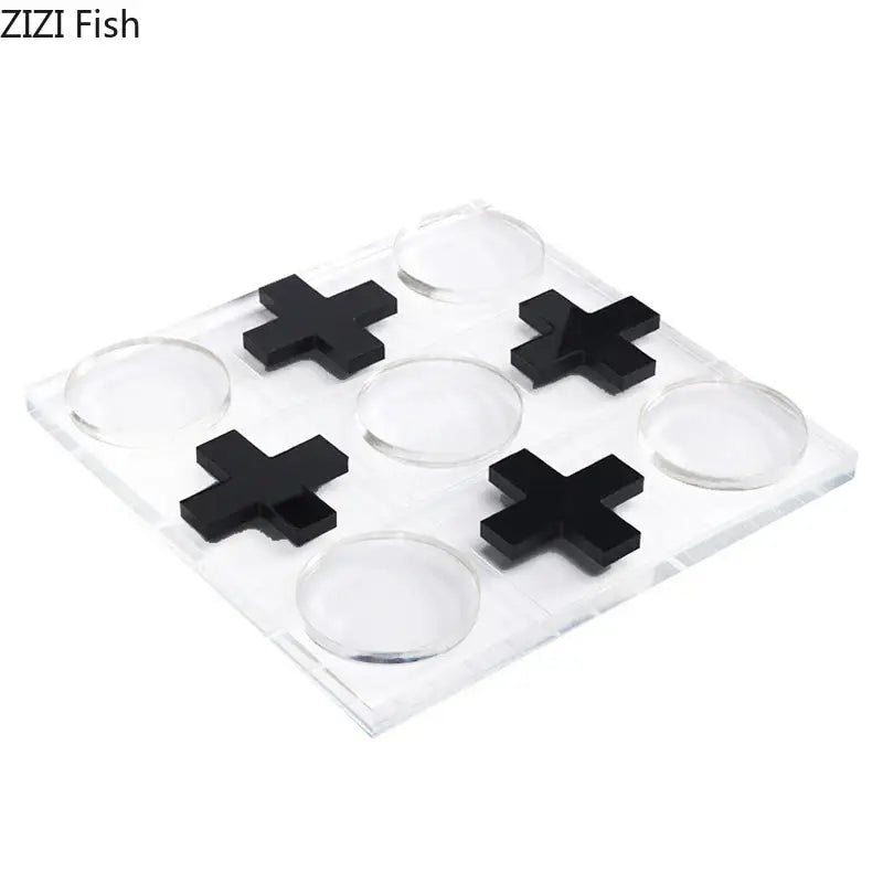 Modern gold and clear acrylic tic-tac-toe chessboard set living room decor