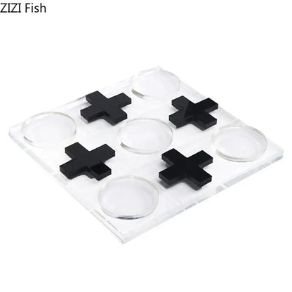 Modern gold and clear acrylic tic-tac-toe chessboard set living room decor