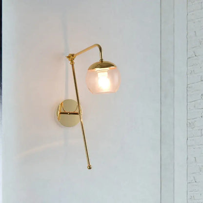 Modern gold and clear black glass ball sconce – bedroom wall light