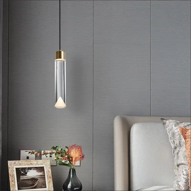 Modern gold and clear crystal copper pendant light for dining room