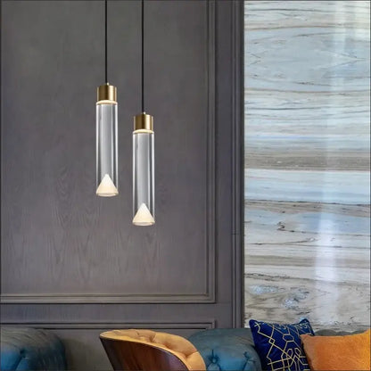 Modern gold and clear crystal copper pendant light for dining room