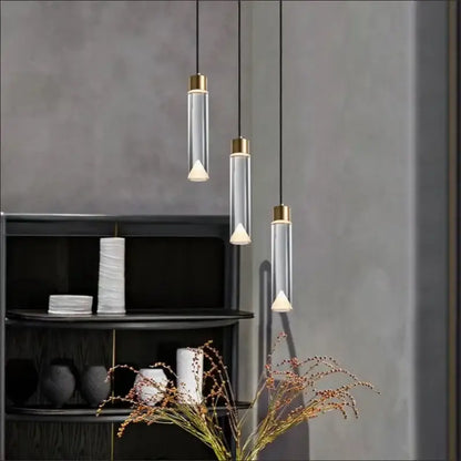 Modern gold and clear crystal copper pendant light for dining room