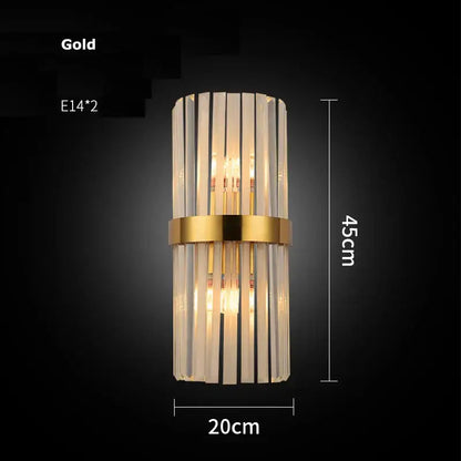 Modern gold and clear crystal led wall sconce bedroom light