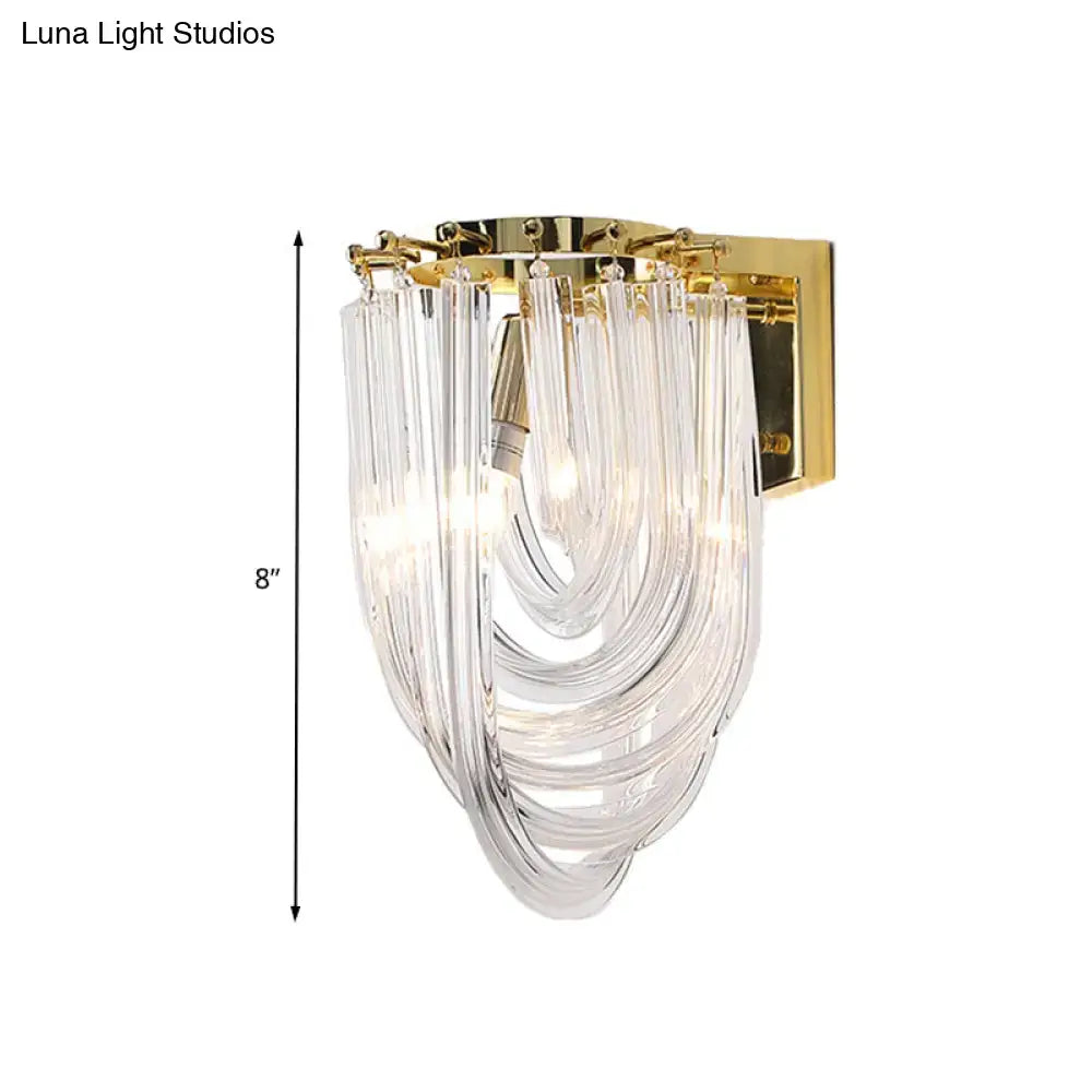 Modern gold and clear glass geometric wall sconce living room light