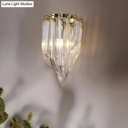 Modern gold and clear glass geometric wall sconce living room light