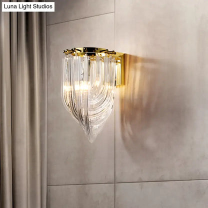 Modern gold and clear glass geometric wall sconce living room light