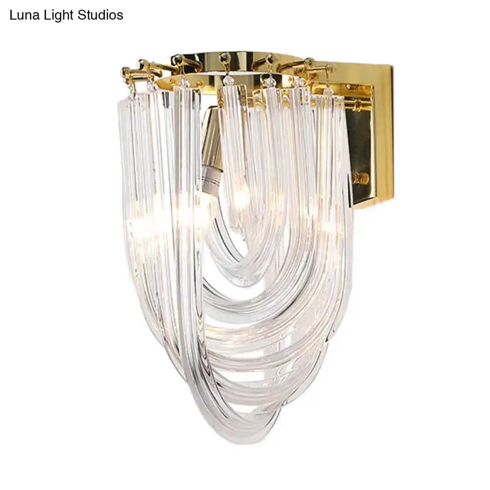 Modern gold and clear glass geometric wall sconce living room light