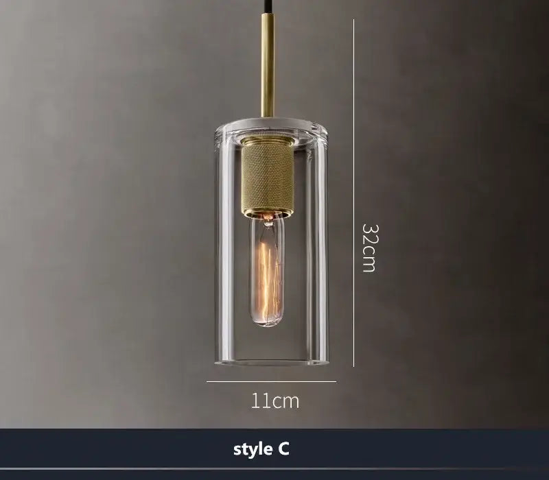 Modern gold and clear glass led pendant light trio dining room
