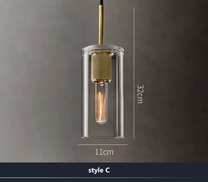 Modern gold and clear glass led pendant light trio dining room