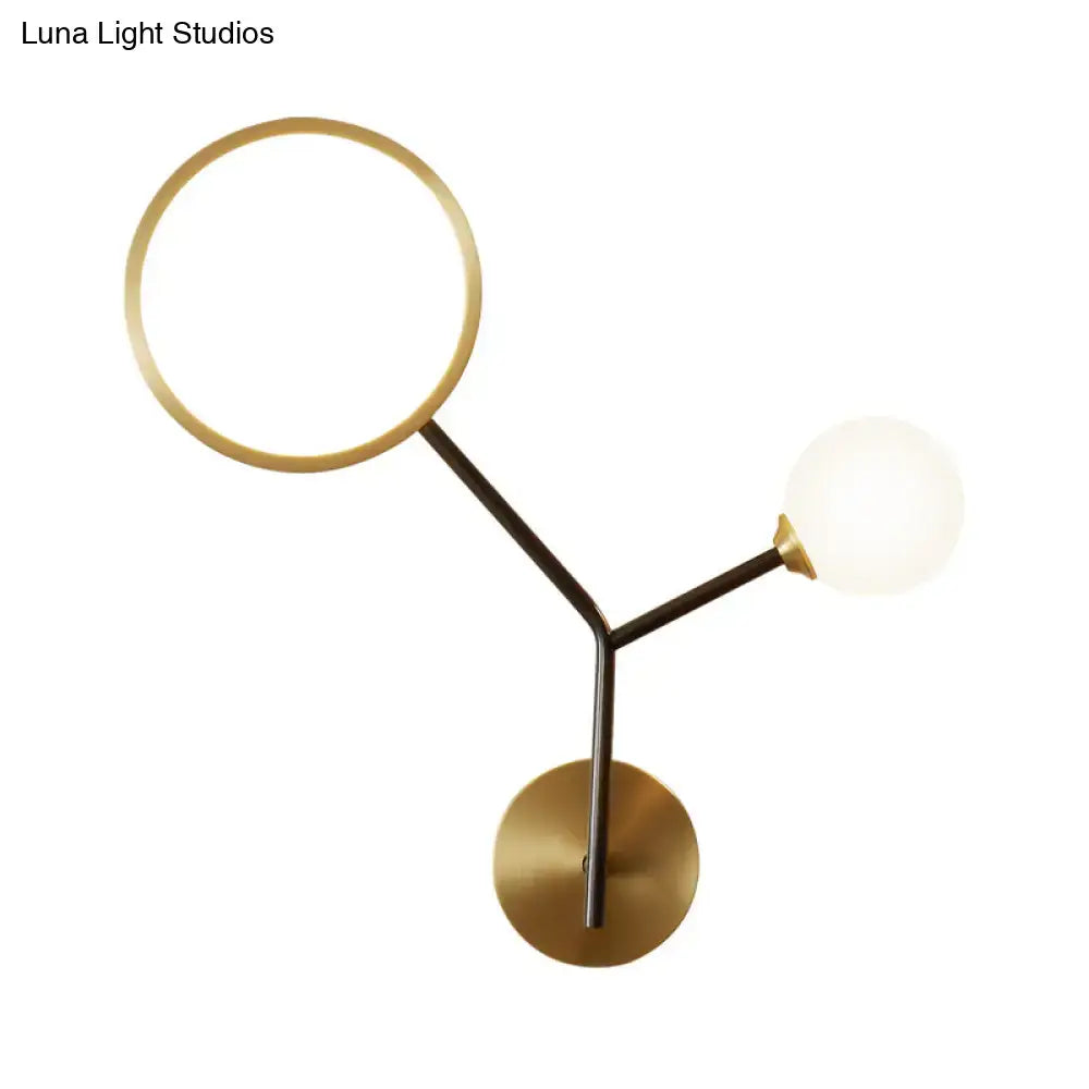 Modern gold and cream glass wall sconce lamp – bedroom light