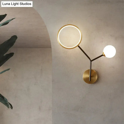 Modern gold and cream glass wall sconce lamp – bedroom light