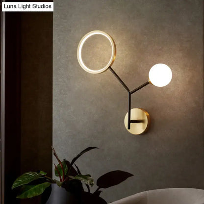 Modern gold and cream glass wall sconce lamp – bedroom light