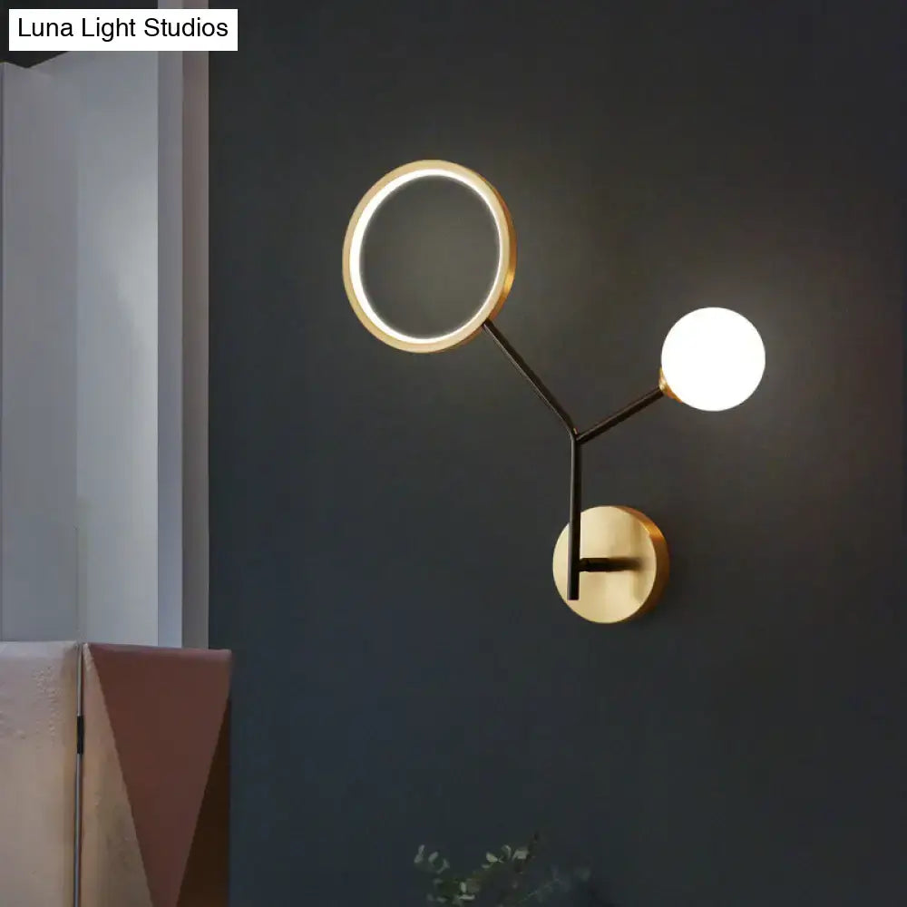 Modern gold and cream glass wall sconce lamp – bedroom light