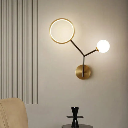 Modern gold and cream glass wall sconce lamp – bedroom light