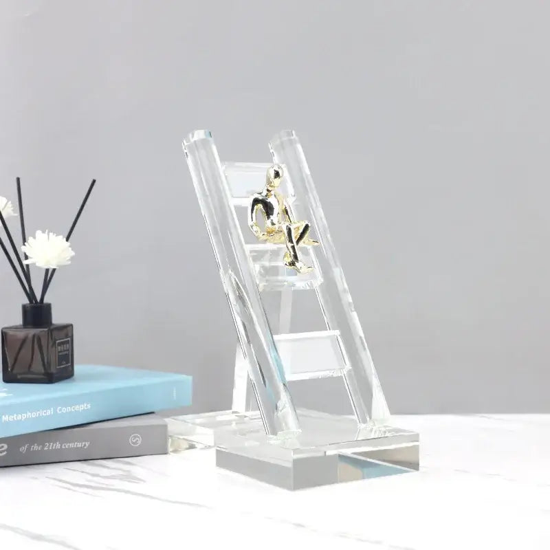 Modern gold and crystal staircase statue living room decor