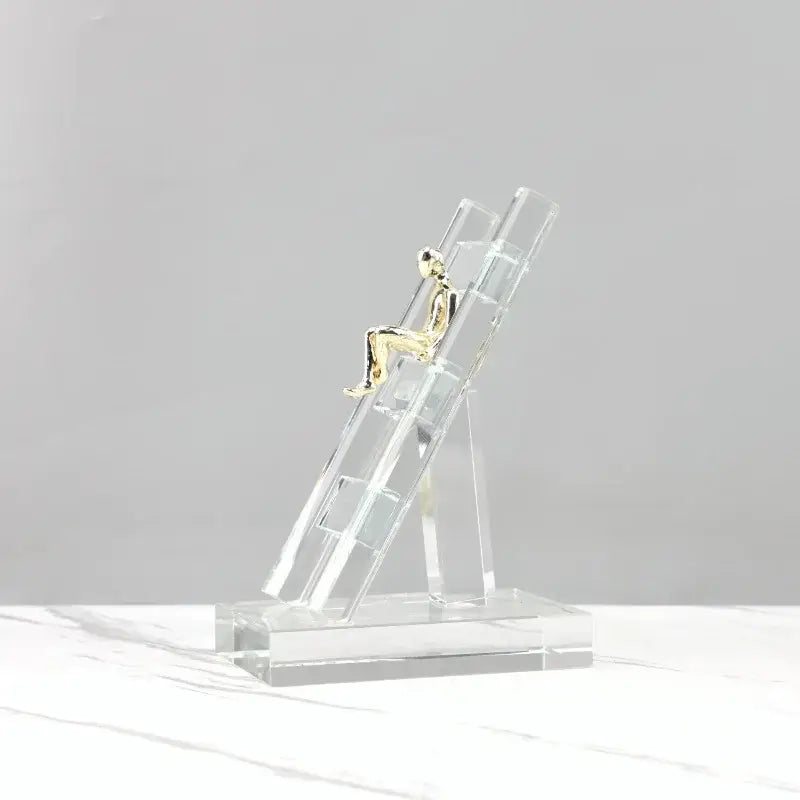 Modern gold and crystal staircase statue living room decor