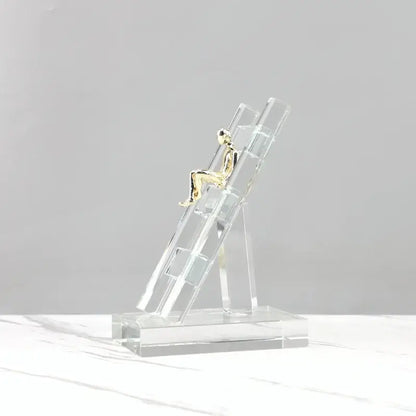 Modern gold and crystal staircase statue living room decor