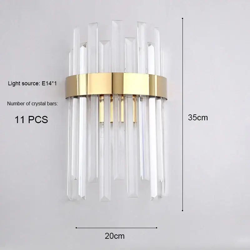Modern gold and crystal wall light living room sconce
