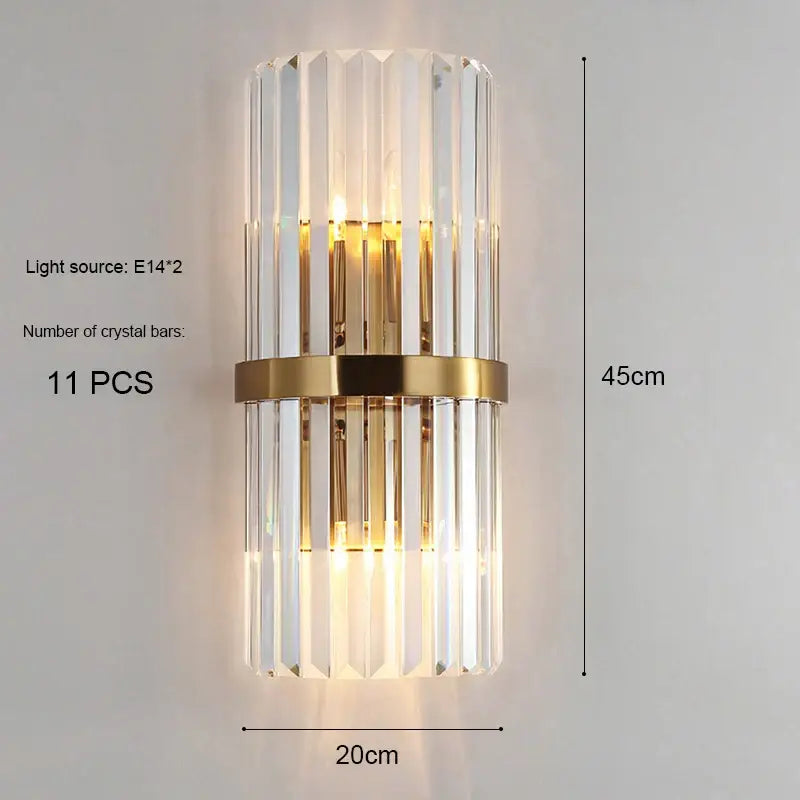 Modern gold and crystal wall light living room sconce