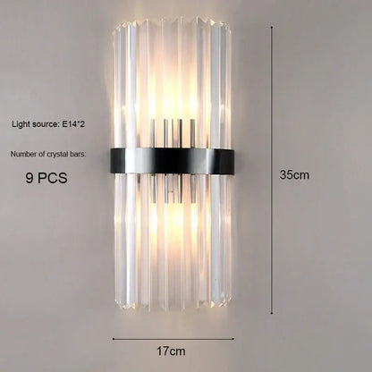 Modern gold and crystal wall light living room sconce
