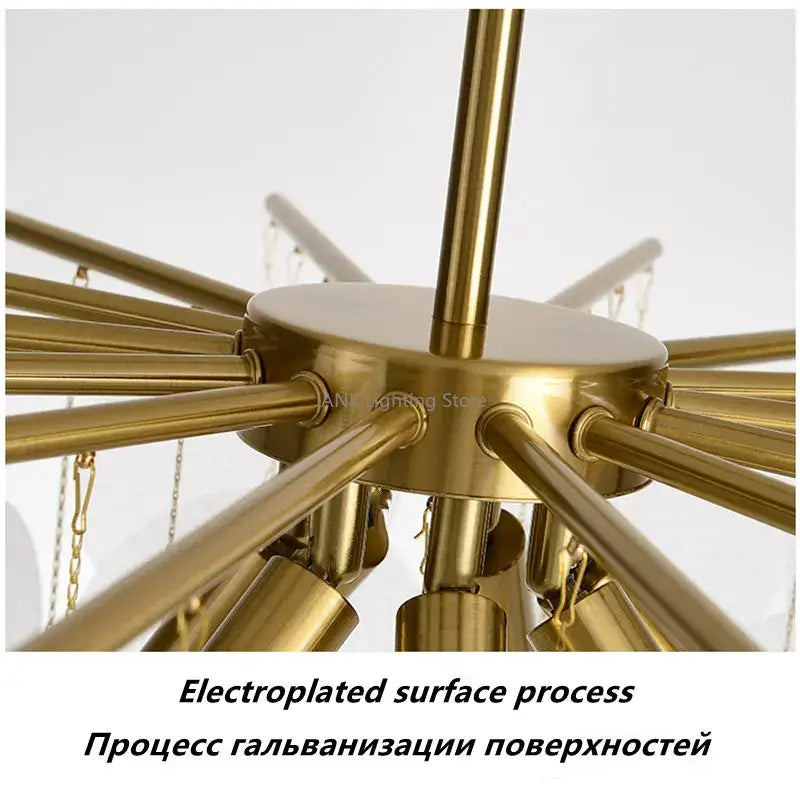 Modern gold and frosted glass led chandelier dining room light