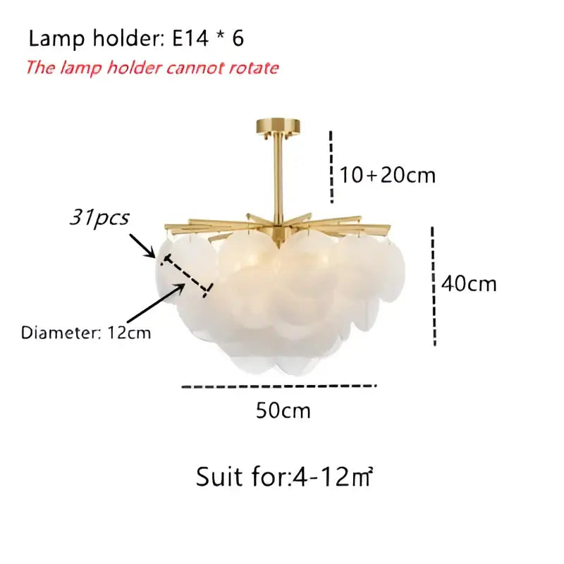 Modern gold and frosted glass led chandelier dining room light
