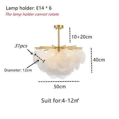 Modern gold and frosted glass led chandelier dining room light
