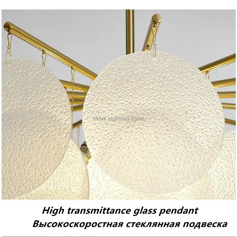 Modern gold and frosted glass led chandelier dining room light