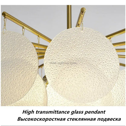 Modern gold and frosted glass led chandelier dining room light