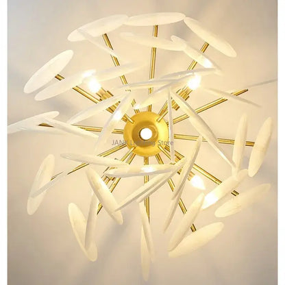 Modern gold and frosted glass led chandelier dining room light