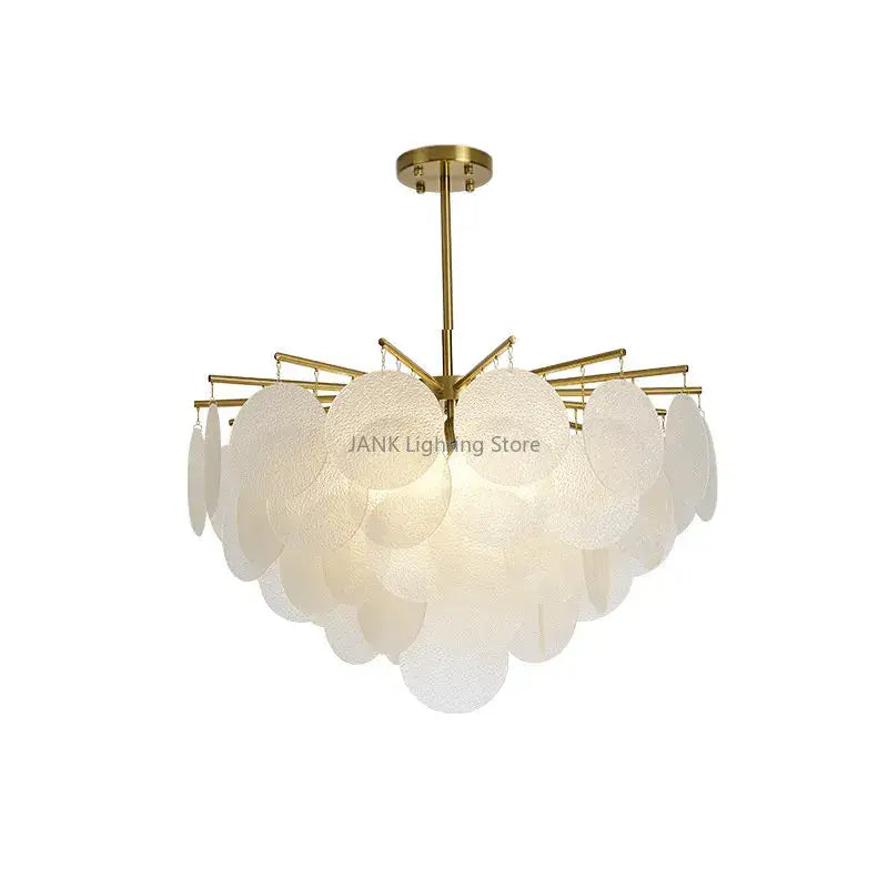 Modern gold and frosted glass led chandelier dining room light