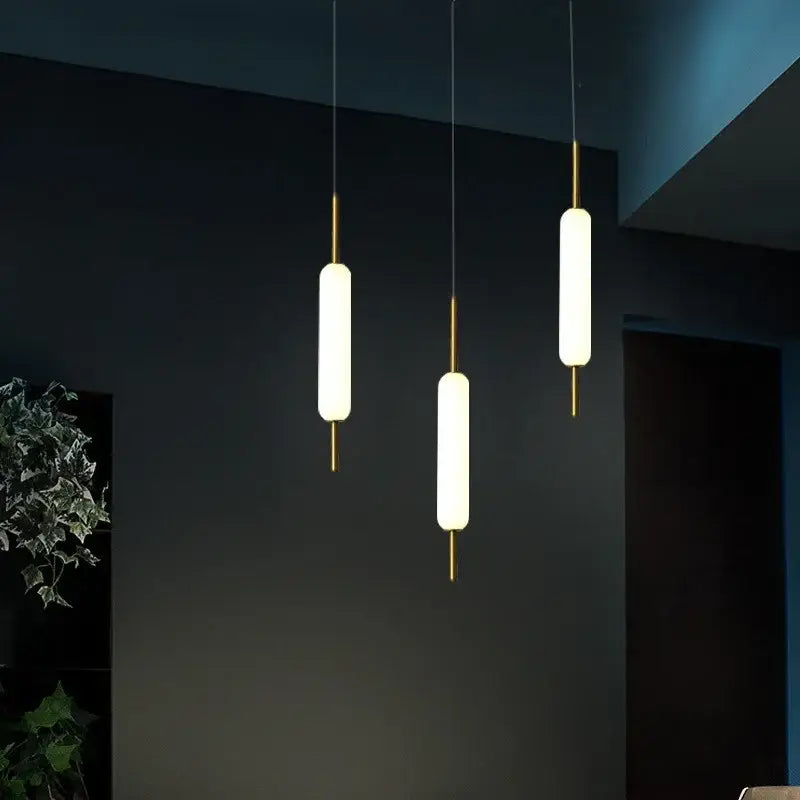 Modern gold and frosted glass led pendant chandelier for living room