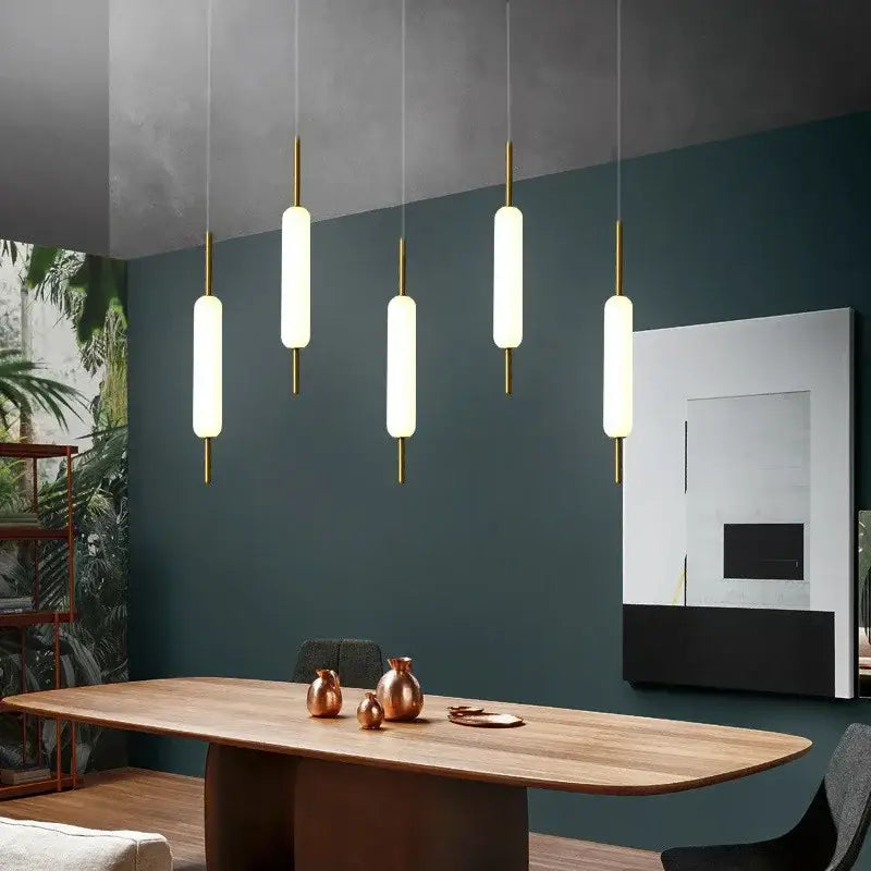 Modern gold and frosted glass led pendant chandelier for living room