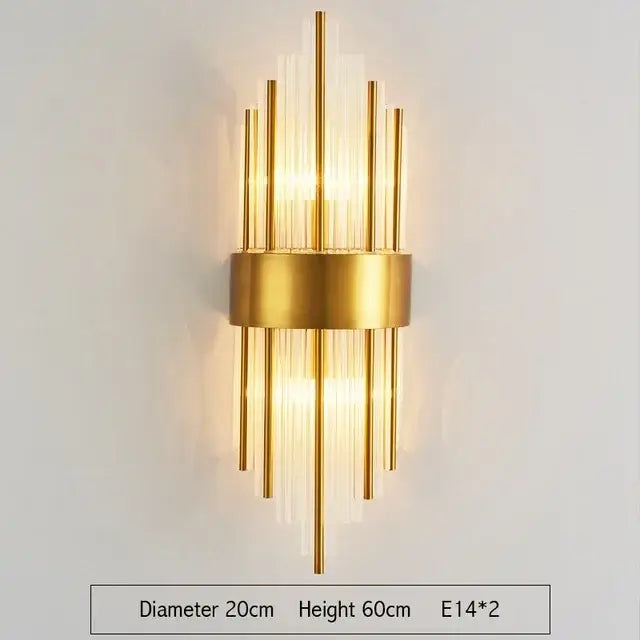 Modern gold and glass led wall lamps for bedroom