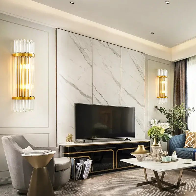 Modern gold and glass led wall lamps for bedroom