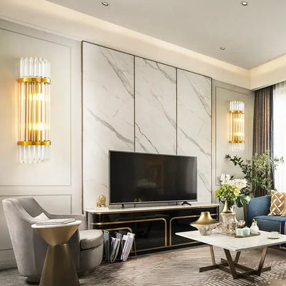 Modern gold and glass led wall lamps for bedroom