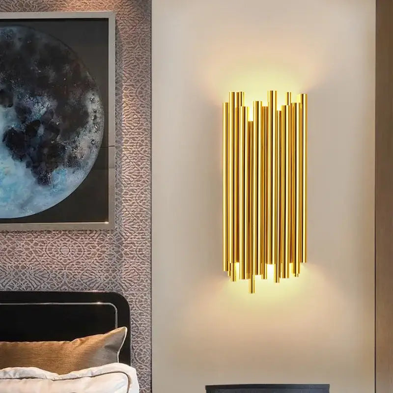 Modern gold and glass led wall lamps for bedroom