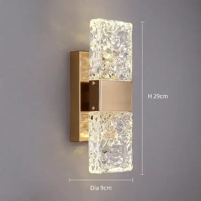 Modern gold and glass led wall lamps for bedroom