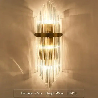 Modern gold and glass led wall lamps for bedroom
