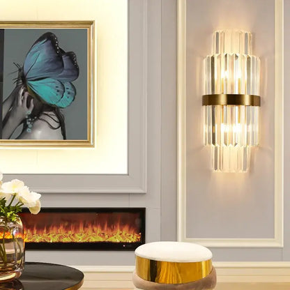 Modern gold and glass led wall lamps for bedroom