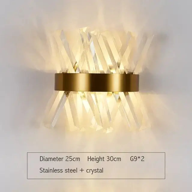 Modern gold and glass led wall lamps for bedroom