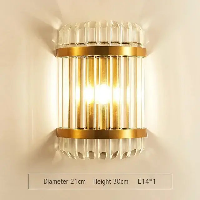 Modern gold and glass led wall lamps for bedroom