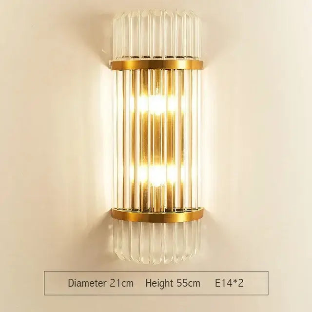 Modern gold and glass led wall lamps for bedroom