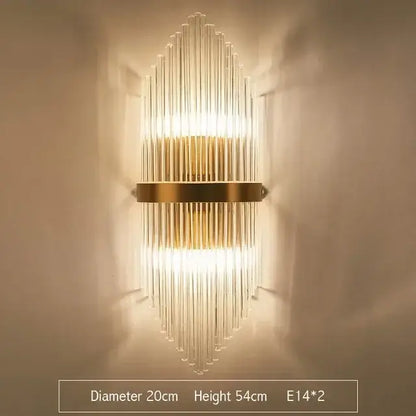 Modern gold and glass led wall lamps for bedroom