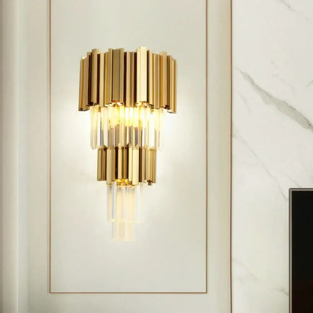 Modern gold and glass led wall lamps for bedroom