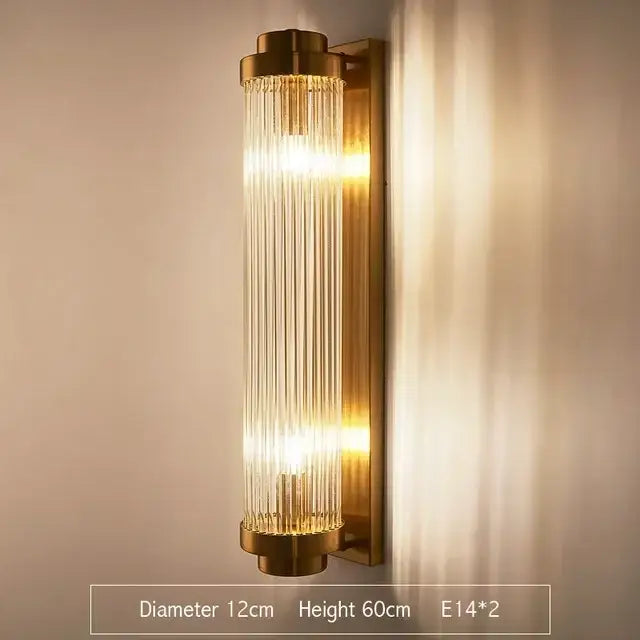 Modern gold and glass led wall lamps for bedroom