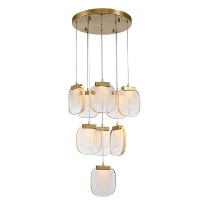 Modern gold and glass pendant lights for dining room